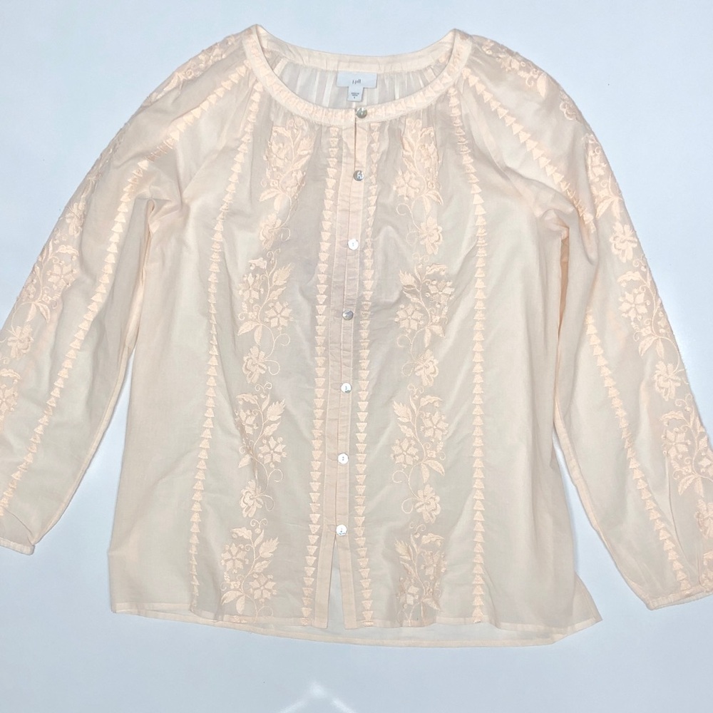 J.Jill long sleeve embroidered floral blouse size S